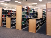 Cantilever bookshelves for library book collection storage